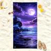 Purple Moon Beach Towel Night Sky Ocean Print Fantasy Design Quick Dry Soft Microfiber Bath Towel For Women Men Gift