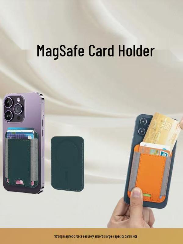 

Кожаный держатель для карт, совместимый с MagSafe для iPhone 12/14 Pro, с эластичной лентой Yellow