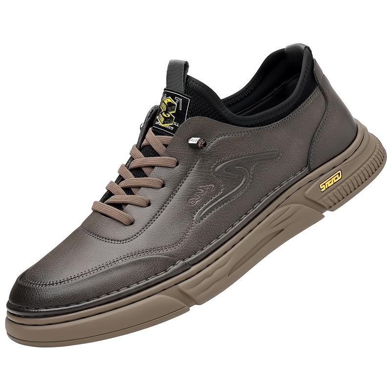 

Модные новые британские мужские повседневные кожаные кроссовки для ходьбы, стильные дышащие удобные кожаные спортивные туфли, нескользящие уличные кроссовки 44 серый