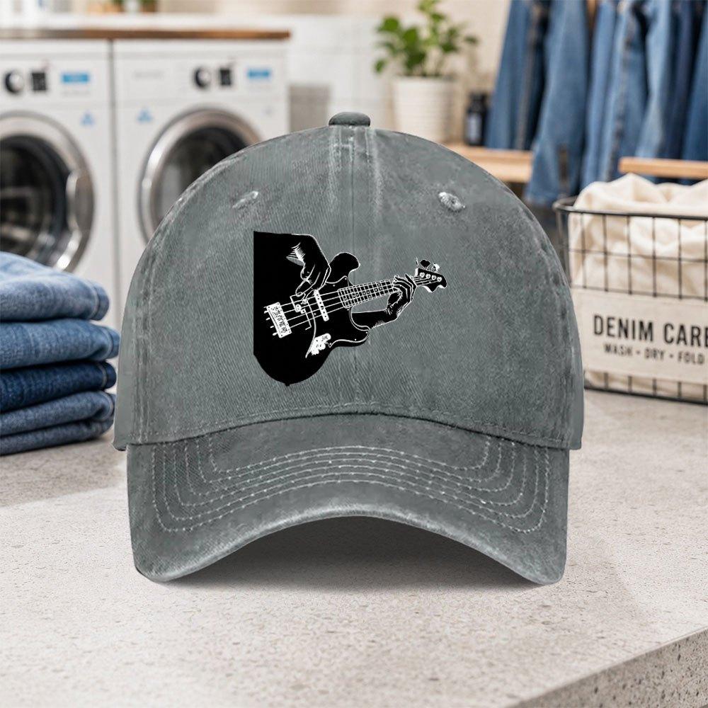 1pc 1pcs Unisex Vintage Baseball Cap Suitable For Men Women Bassist Graphic Duckbill Hat With Hook Loop Closure Lightweigh