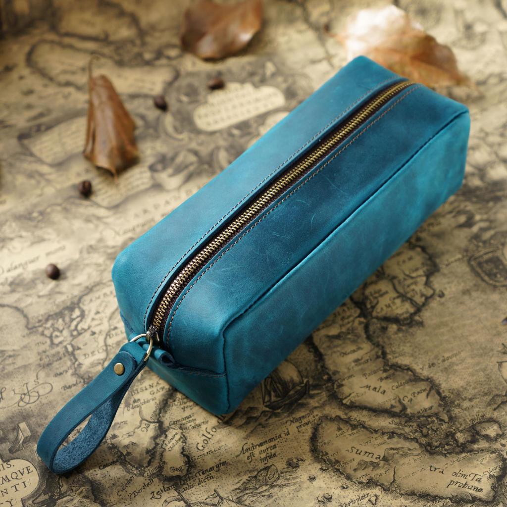 Retro Crazy Horse Leather Large Capacity Pencil Case