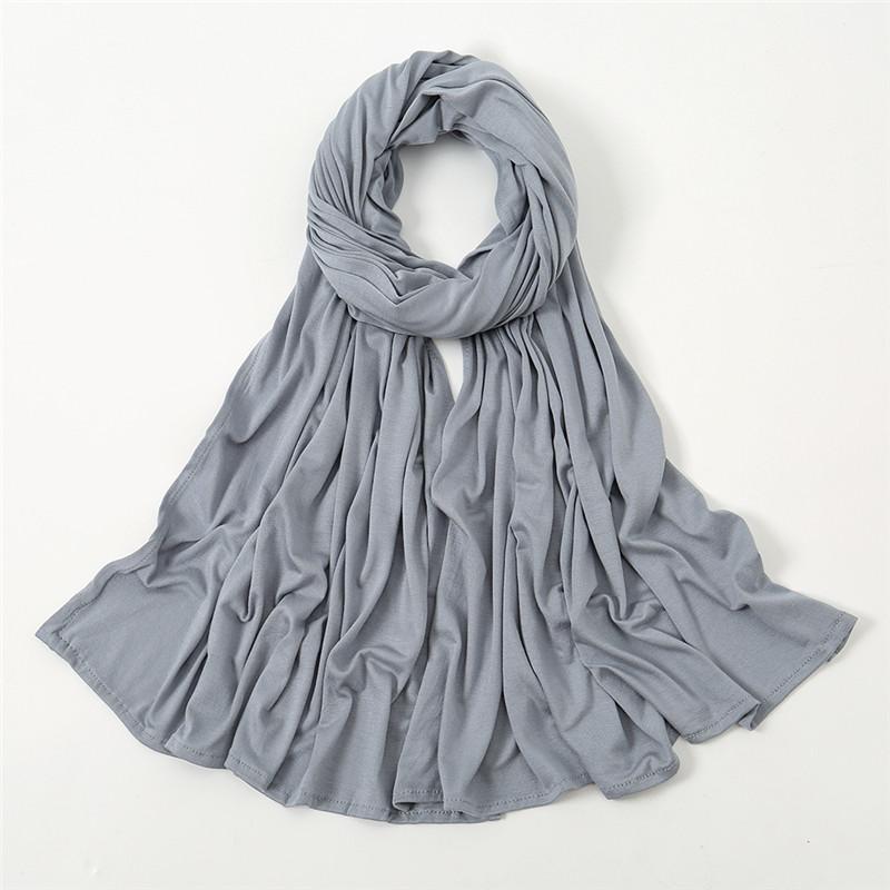Plain Jersey Thick Hijab Scarf Cotton Polyester Wrap Elasticity Shawls Foulards Long Stretchy Turban Muslim Head Snood 180*60Cm