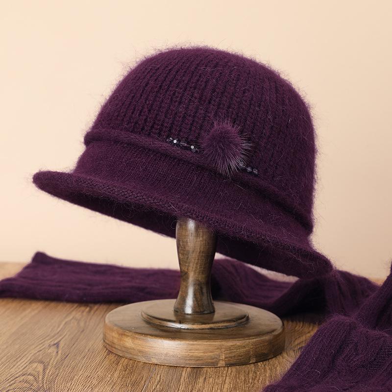 Mom hat female autumn and winter all-match old man old lady knitted hat rabbit fur warm grandma wool hat