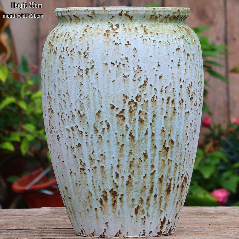 Large Retro Handmade Ceramic Planter for Succulents and Bougainvillea - Aged Coarse Pottery for Hotel and B&B Decor.