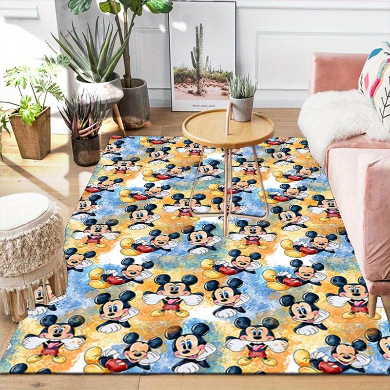 1pc mickey and minnie Area Rug, Non-Slip Floor Mat, Cartoon Character Design, Soft Velvet, Room Decor, Washable Indoor Carpet