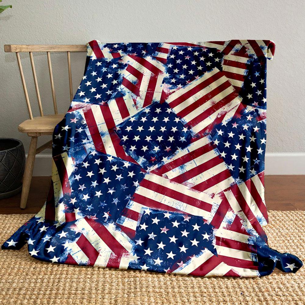

Distressed American Flag Plush Blanket bedroom Blanket for Livingroom Couch lunch break Soft throw for Friend s festival Gift 80cm x 120cm