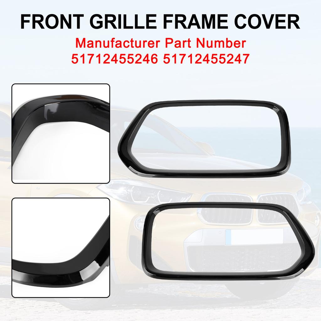 Gloss Black Front Bumper Grill Frame Cover Trim Fit BMW X2 Series F39 2018-2021