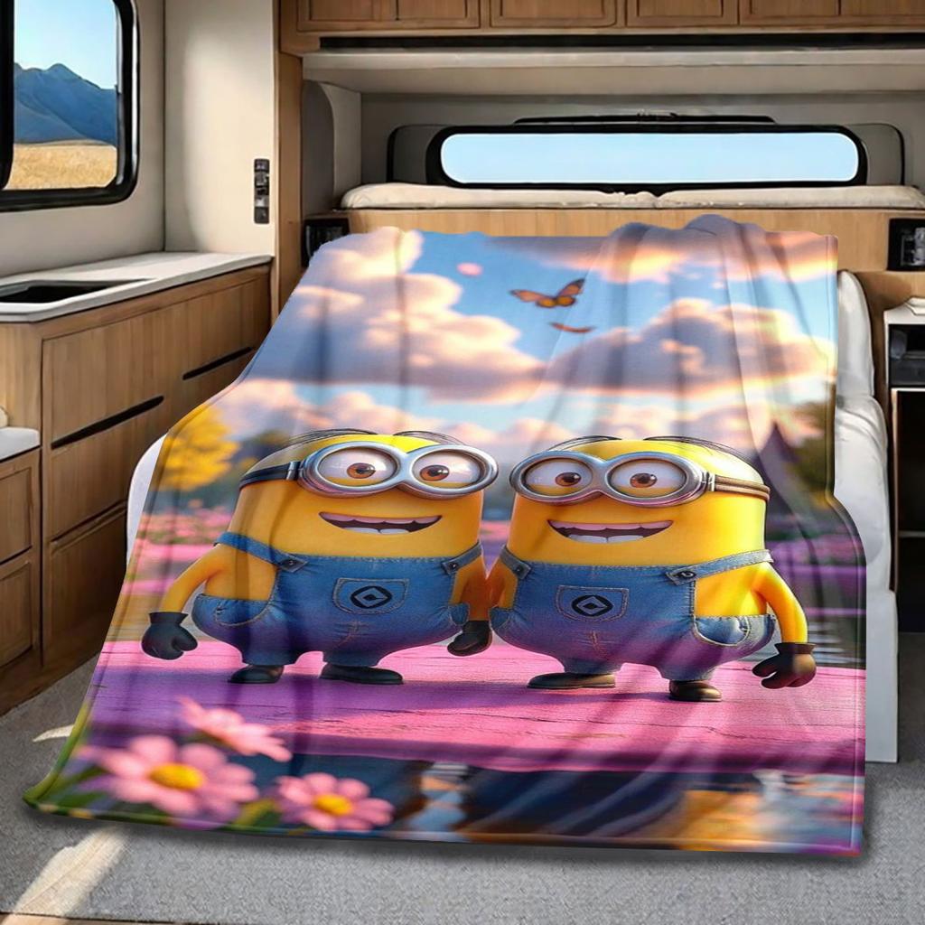 The Minions Sunflower Adventure Blanket Is Suitable for Beds, Sofas, and Various Other Occasions, Making It A Perfect Gift.