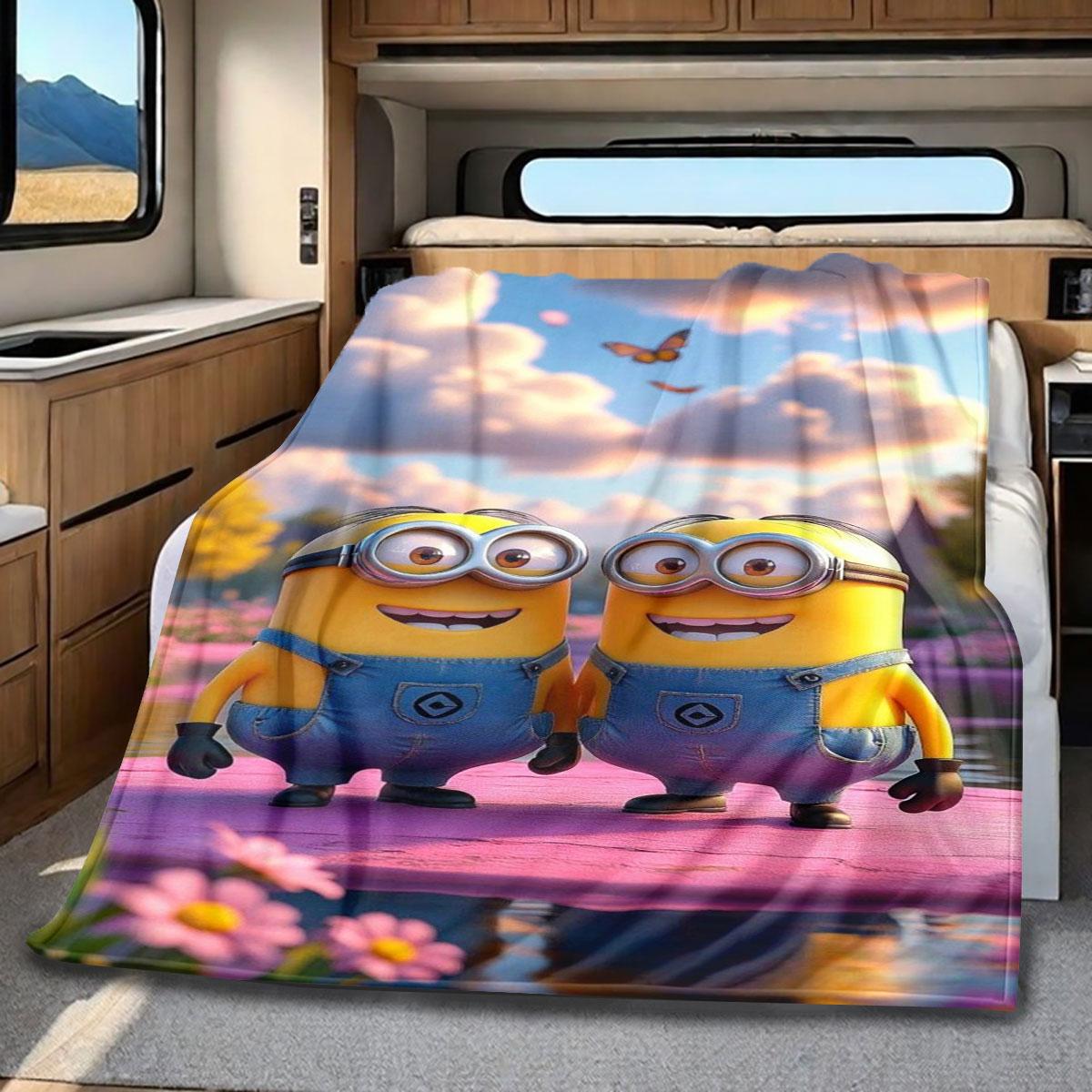 

The Minions Sunflower Adventure Blanket Is Suitable for Beds, Sofas, and Various Other Occasions, Making It A Perfect Gift. 75x90cm