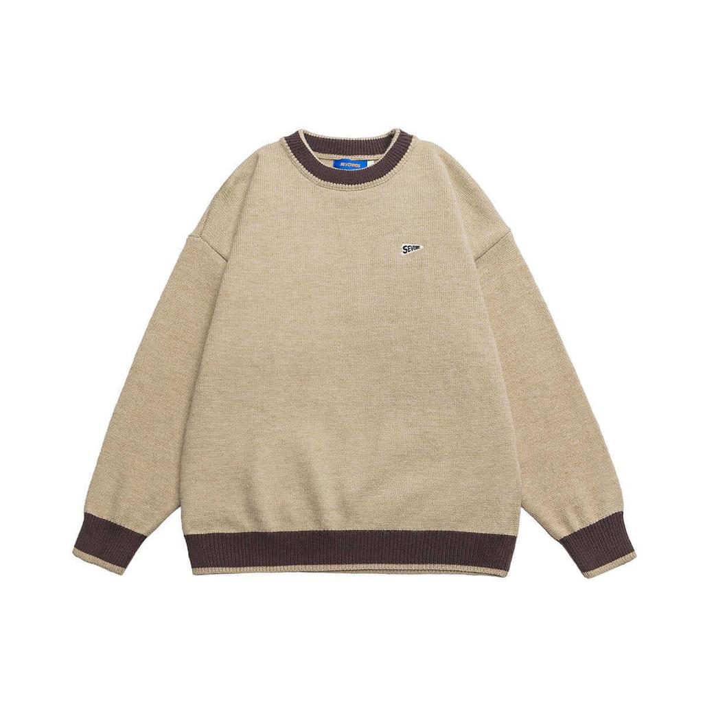 QIYOU 2025 Unisex Retro Patchwork Color Block Sweater - Autumn/Winter Casual Knitwear.