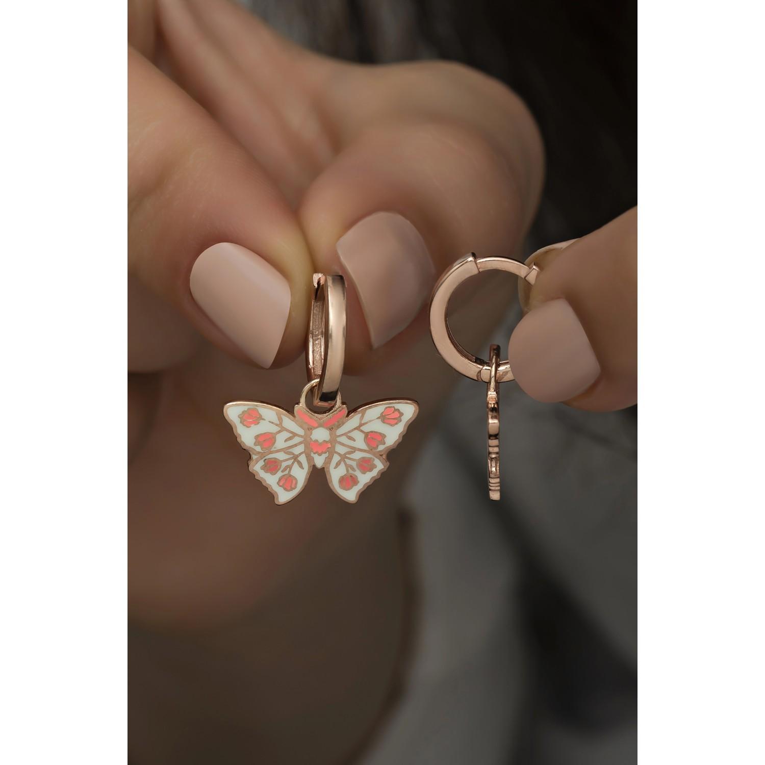 

Серьги-бабочки из стерлингового серебра 925 пробы с белой эмалью