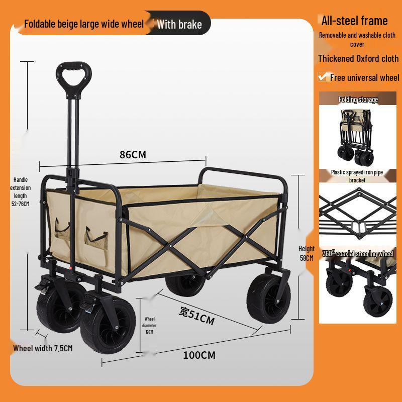 2025 Foldable Outdoor Camping Cart - Lightweight Picnic and Campsite Trolley