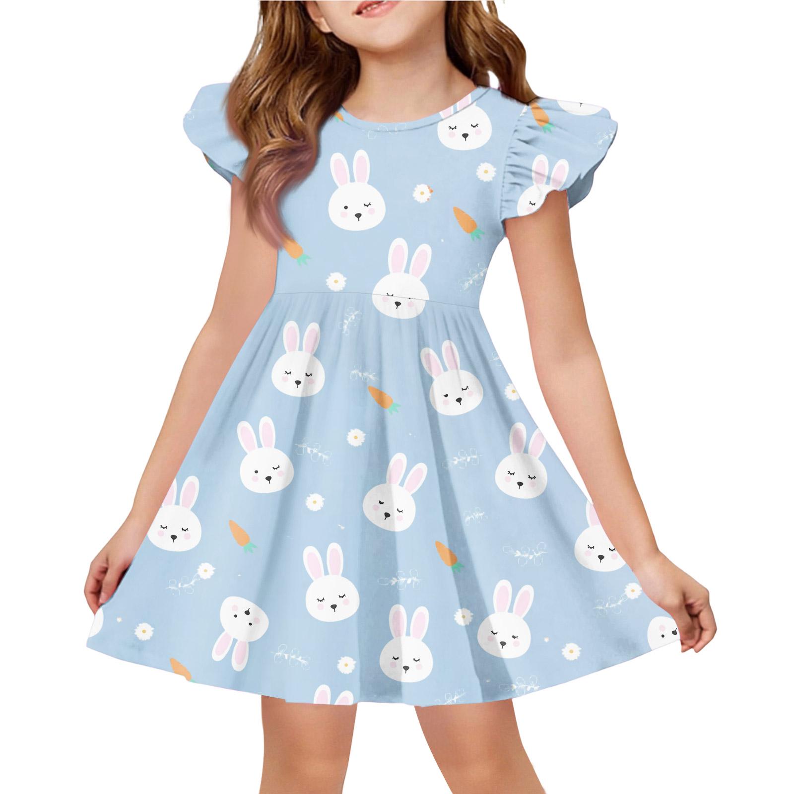 

Children s Fashion Casual Flying Sleeve Dress 160 небо синє кольору