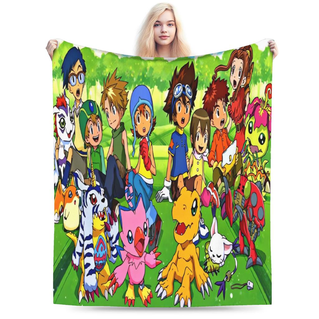 Soft Warm Blanket Child Airplane Travel Digimon Adventure Throw Blanket  Flannel Bedspread For Home Decor Fashion Sofa Bed Cover