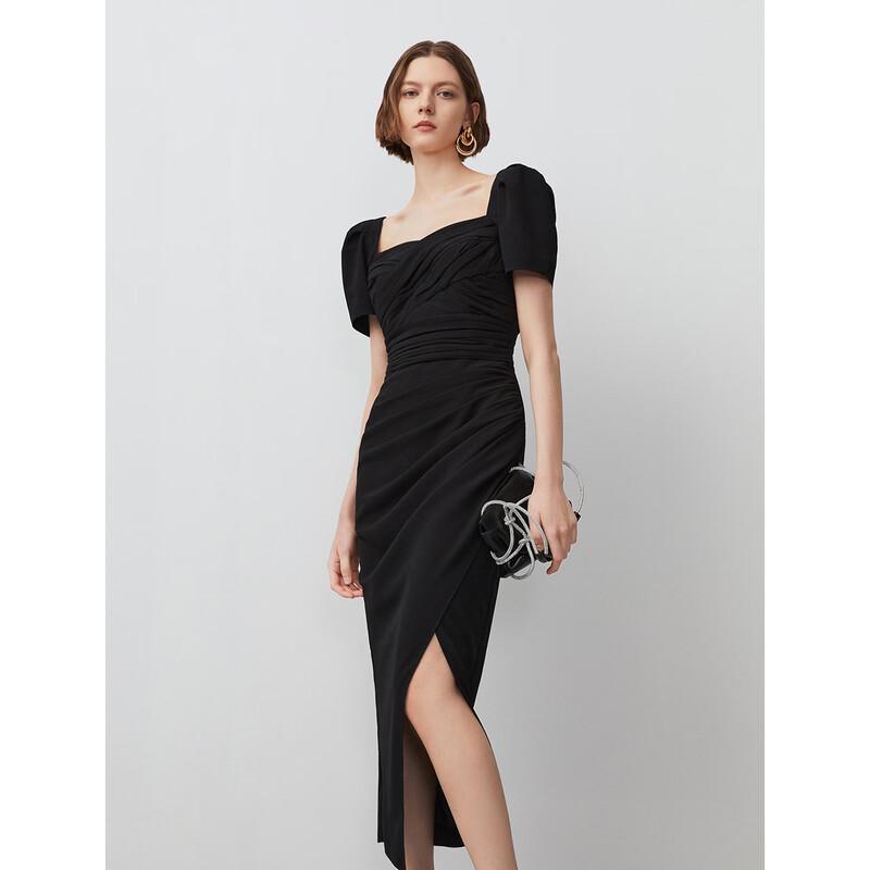 LANCY French Retro Square Neck Little Black Dress