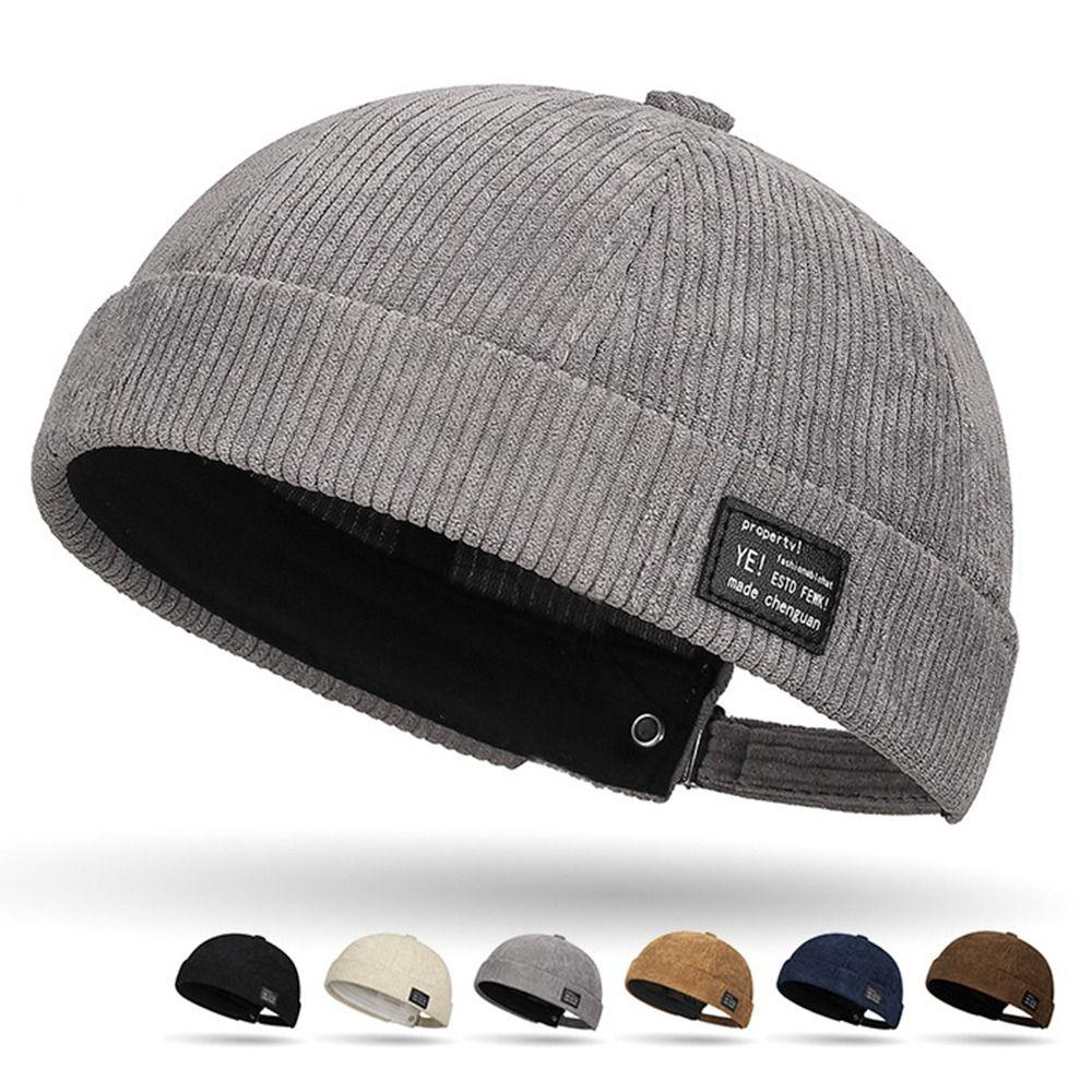 Solid Color Brimless Hat Corduroy Hip Hop Hat Fashion Dome Melon Cap Unisex
