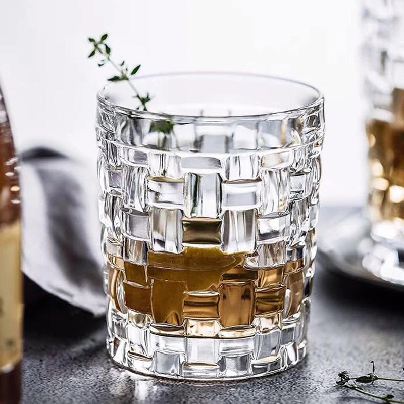 330ml/410ml Wine Glass Weave Patterns Colin Cup Cocktail Rocks Glasses Tumblers Transparent Coffee Cups Household Beverage Cup