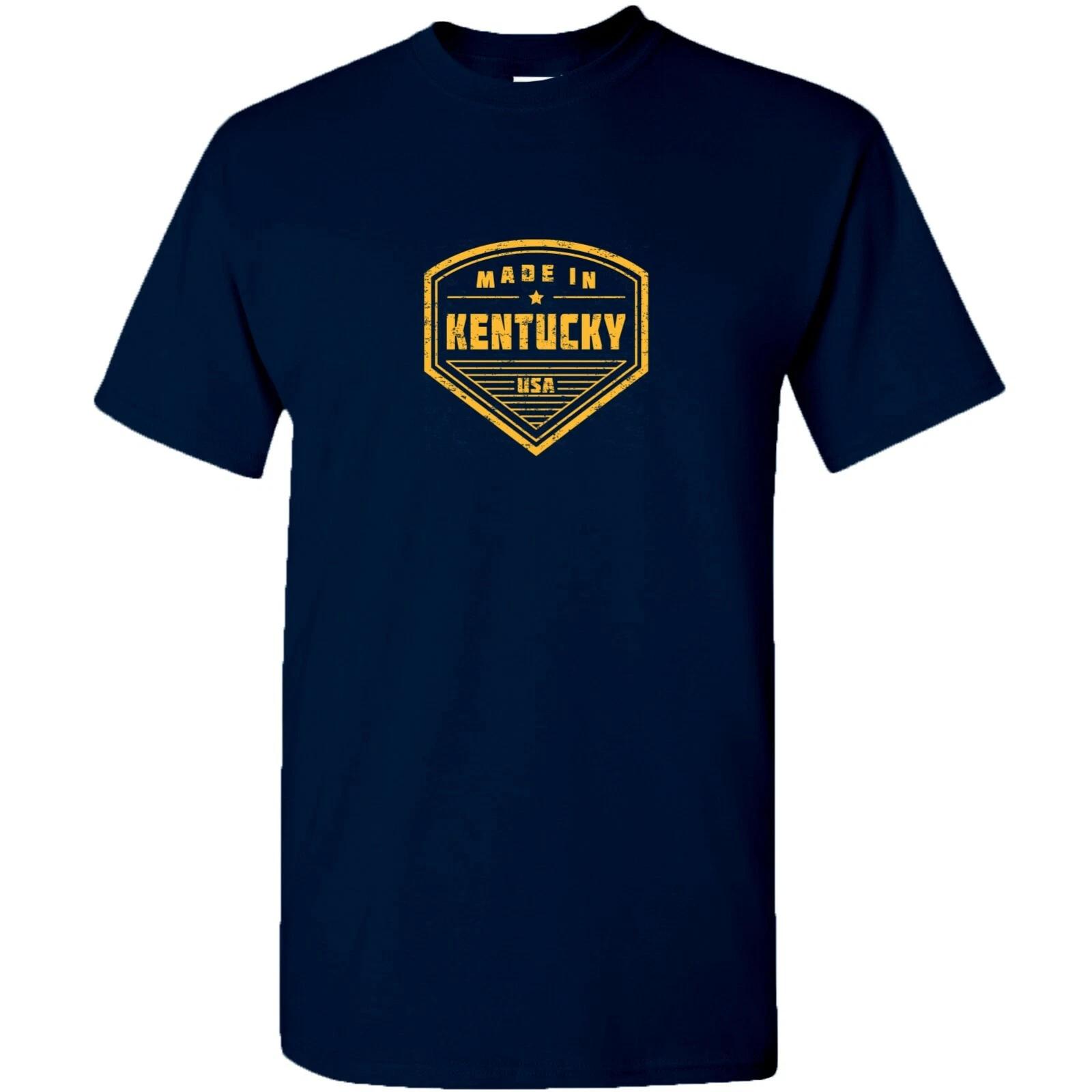 Made in Kentucky Badge- Hometown Pride State Short Sleeve T-Shirt - Navy S