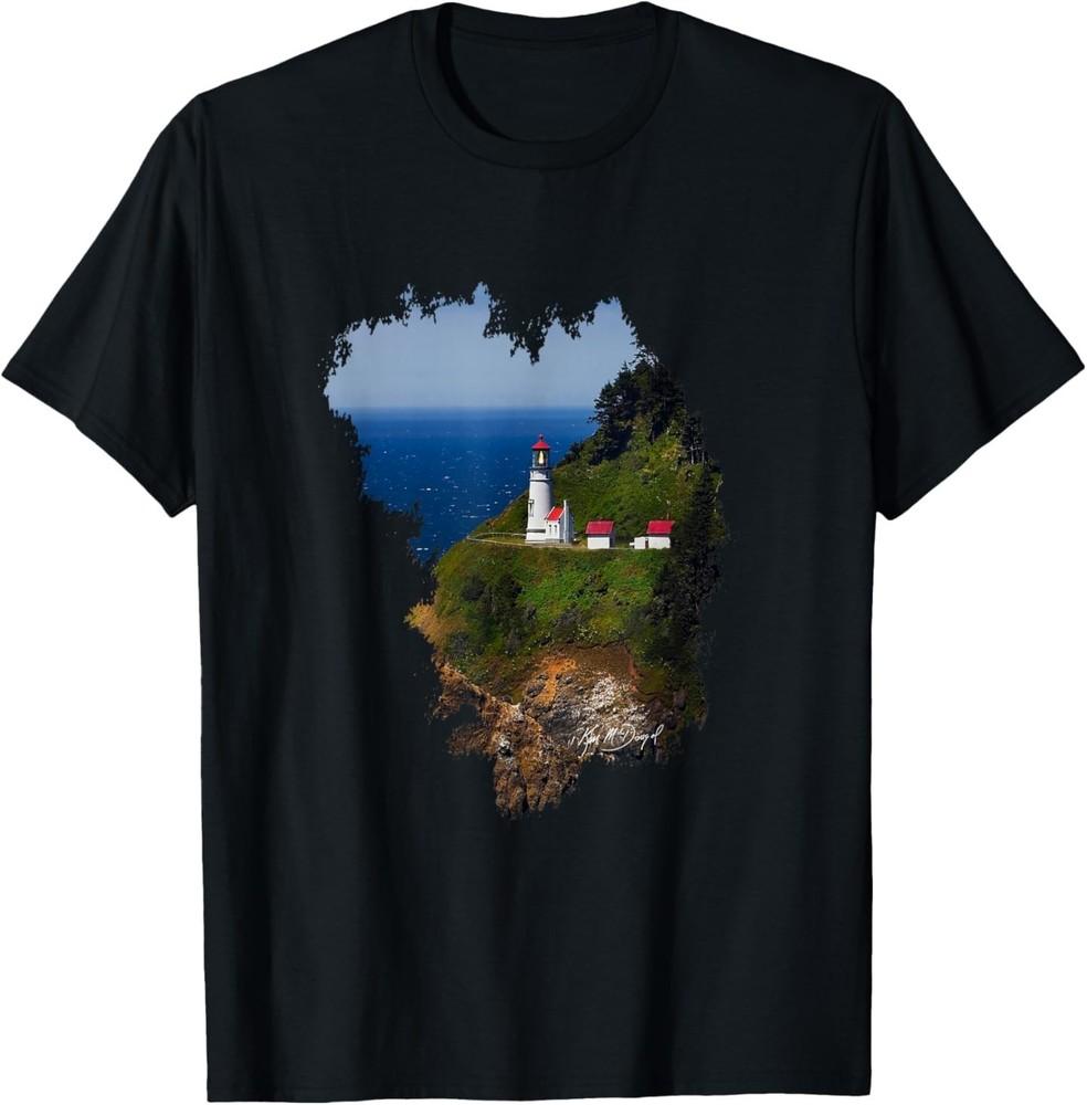 Heceta Head Lighthouse Oregon Coast Photo T-Shirt S