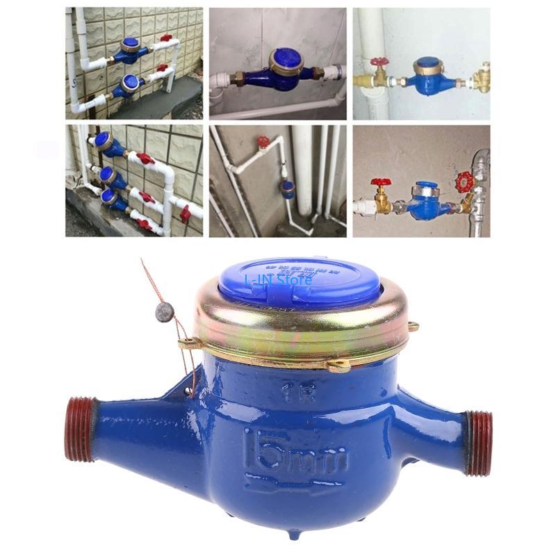 Water Meter Heavy Duty Brass Measure Tap Cold Water Meter Home Garden Wet Table Measuring Tools Water Measurement