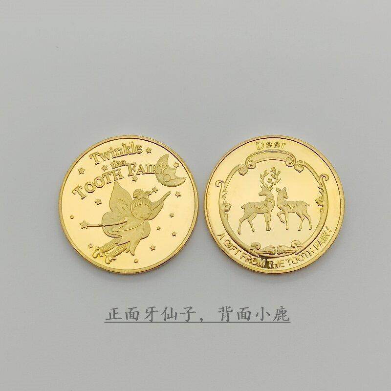 Dental Creative Tooth Fairy Shape Commemorative Coin Gold Plated Souvenir Coin for Children Kids Baby Dentistry Clinic Gifts