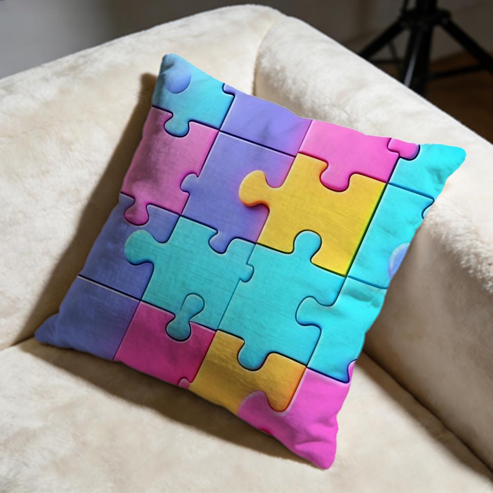 Puzzle Cushion Cover Soft Decorative Pillow Case Suitable for Bedroom Sofa Car Travel Use