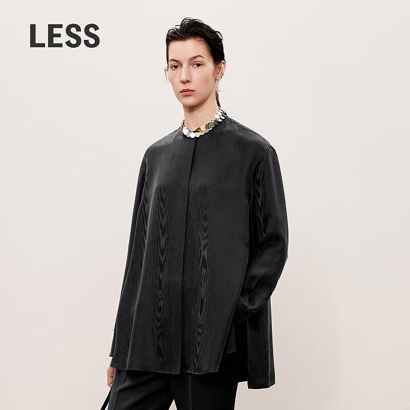 LESS Mulberry Silk Loose Long Stand-Collar Shirt S