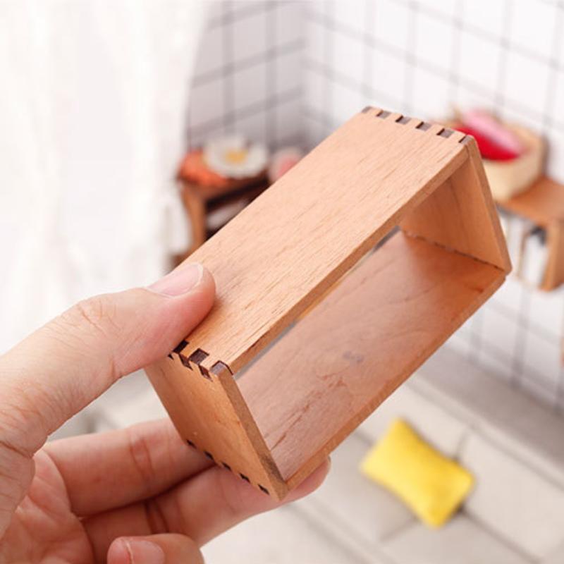 1Pcs 1:12 Dollhouse Miniature Wooden Storage Cabinet Storage Rack Bookshelf Model Furniture Accessories Toys