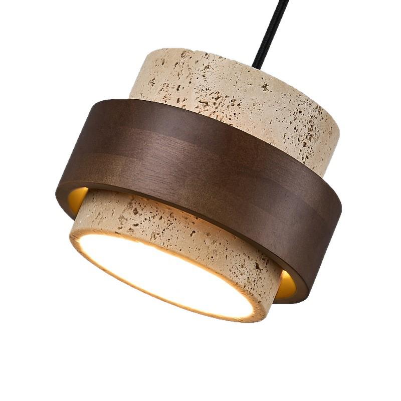 Vintage Yellow Travertine Wabi-Sabi Style Bedside Pendant Light for Bedroom, Bar, or Study