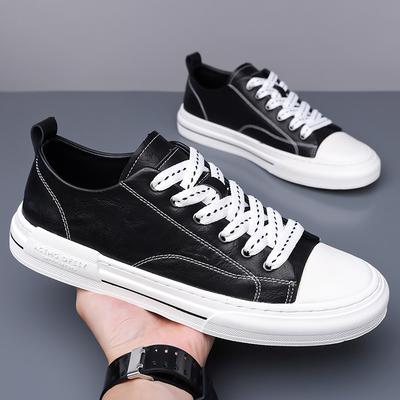 Italian New Flat Designer Walking Shoes For Man Casual Leather Outdoor Antiskid Sneaker Fashion Lace-Up Thick Bottom Board Shoes