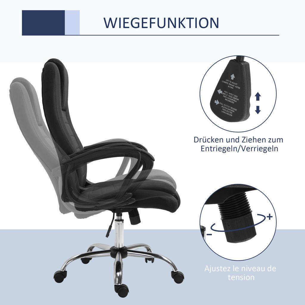 Office Chair Ergonomic Desk Chair with Armrest, Height-Adjustable Swivel Chair with Linen Look, Padded Computer Chair, Black