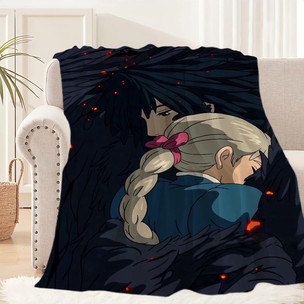 Anime Blanket Plush Nap Sofa rug for Living Room H-Howls M-Moving C-Castle Warm Office Bedroom Birthday Home Travel Kid Gifts