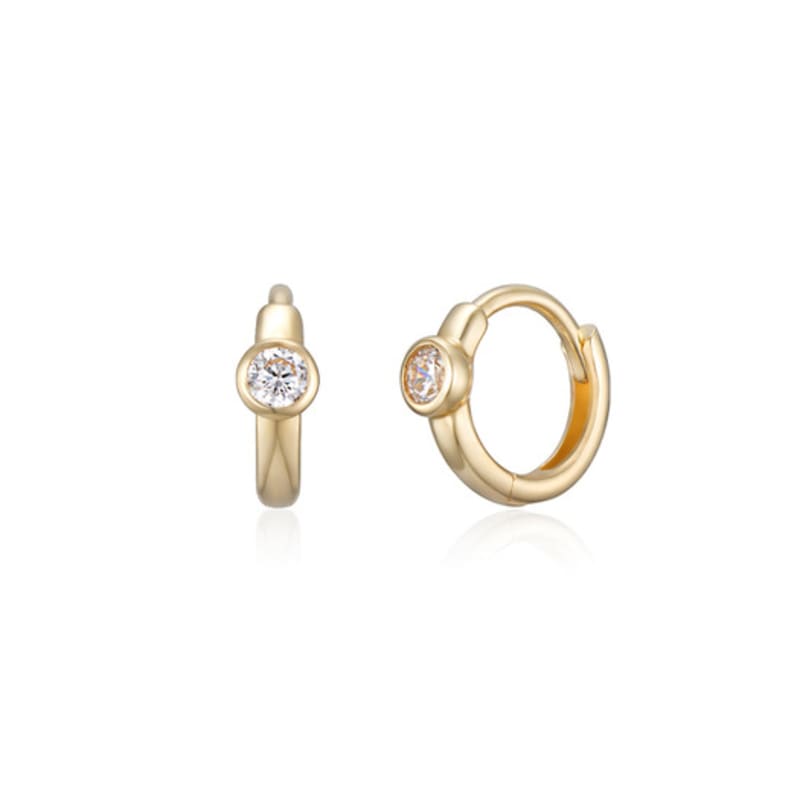 LUNNE 14k Diamond Essential Bezel One-Touch Earrings (14k Gold) #LCE10