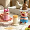 Toothpick Box with Dust-Proof Piggy Cover Large Capacity Hygienic Storage Container Moisture-Proof Cute Piglet Design Toothpick Holder
