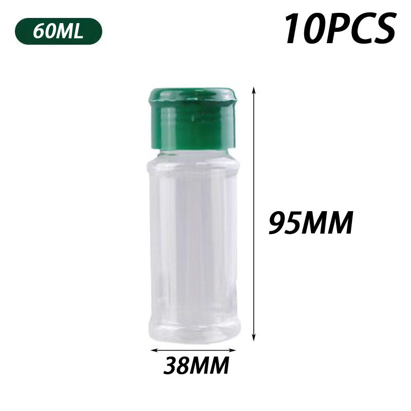 

10Pcs Kitchen Salt And Pepper Shakers Set Plastic Empty Seasoning Storage Bottles 60/100ml Sizes for Home Cooking