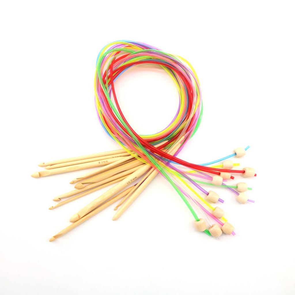 23 Pcs Tunisian Crochet Hook with Rope Afghan Crochet Hooks Set 2.0-8.0 mm Knitting Needle for Scarves Carpet Sweater