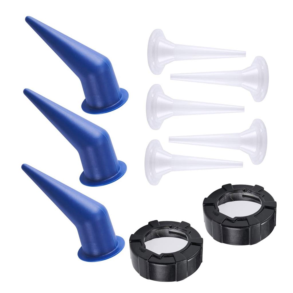 10pcs Sausage Caulk Gun Nozzle Set Includes Plastic Front Caps & Cone Nozzles Simple Installs for Seamless Application