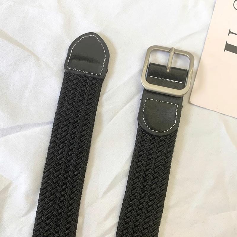 Unisex Korean Style Canvas Belt with Elastic Waistband and Pin Buckle