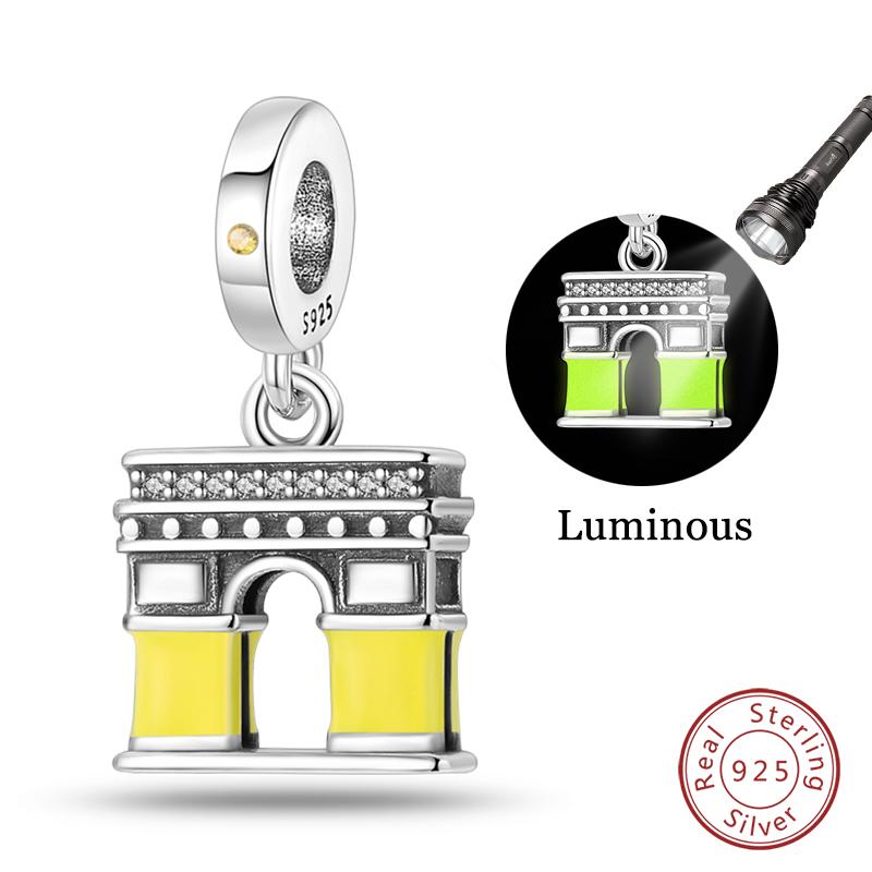 Original 925 Silver Travel Charm New York Rome Vienna Pendant Landmark Building Pendant Fit Bracelet Fine DIY Jewelry