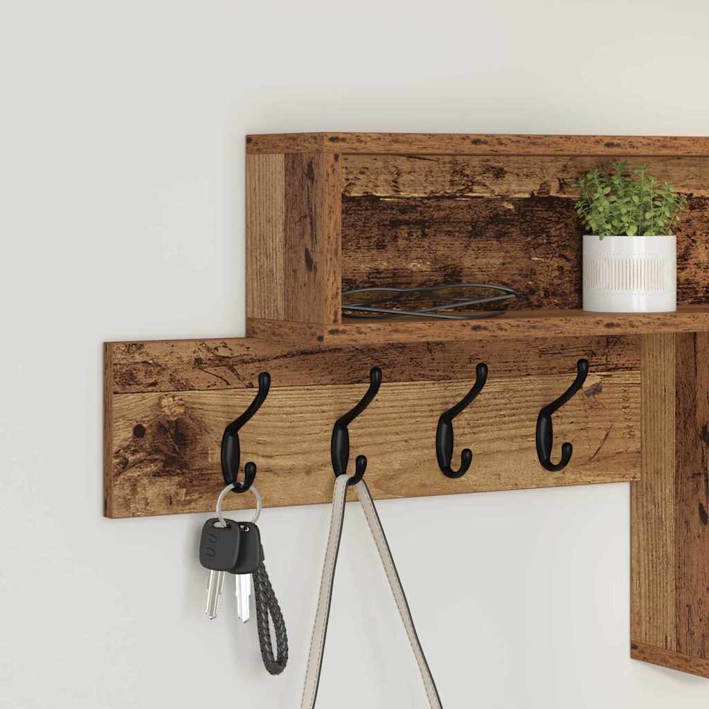 Wall Mounted Nightstand with Shelf Reclaimed Wood Look 100 x 12 x 43.5 cm