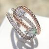 Genuine 100%  Sterling Silver Twist Ribbon Wrap Wave Sparkling CZ Finger Ring Women Wedding Engagement  Anillos Mujer