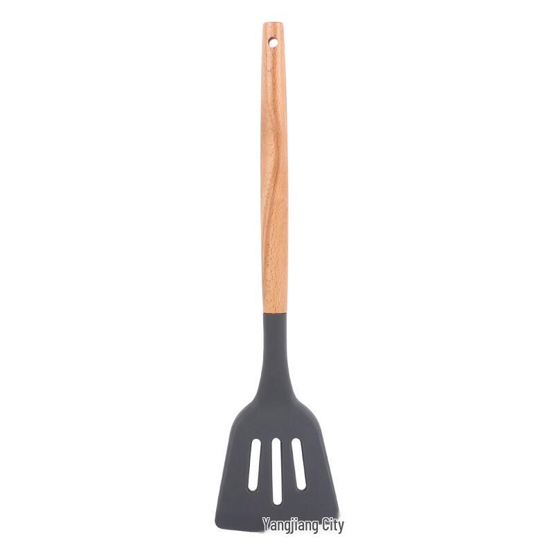 

Silicone Slotted Spatula Set with Wooden Handle