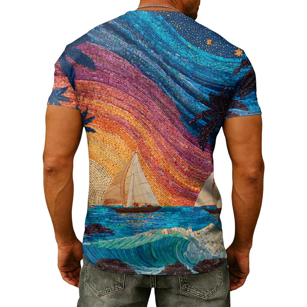Men's Fashion Printed V-Neck Short Sleeve T-Shirt