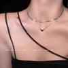 Light luxury double-layer love collarbone chain female tide sweet cool French cold wind Internet celebrity temperament neck chain