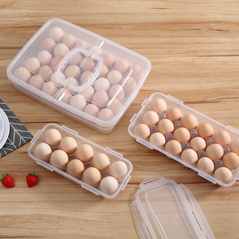 Plastic Egg Storage Box With Lid For Kitchen Organization And Refrigerator Freshness