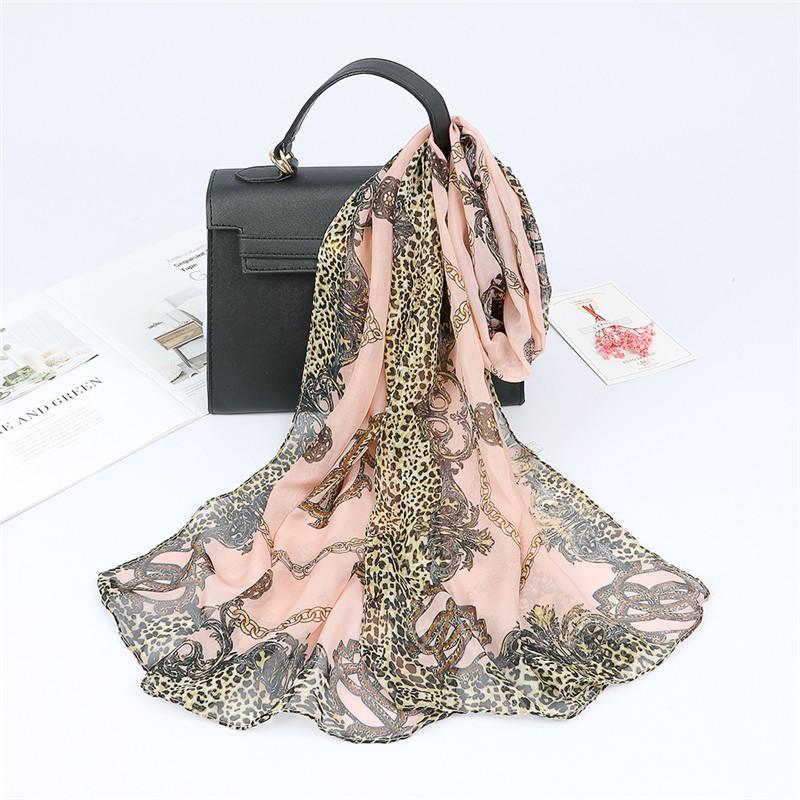Spain Fashion Sexy Leopard Floral Patchwork Chiffon Silk Scarf Shawl Lady High Quality Wrap Beach Cover-Ups Hijab Snood 150*50Cm