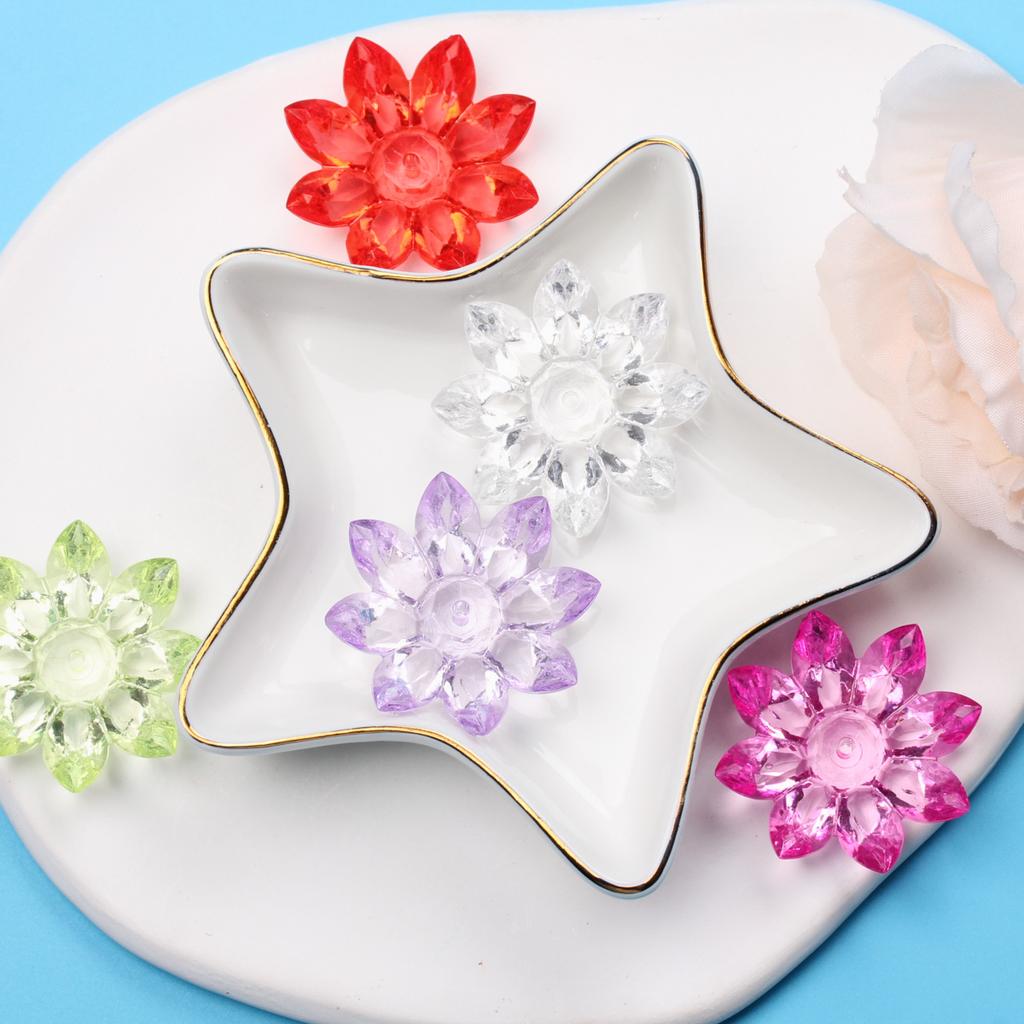 DIY Jewelry Accessories 31mm 5pcs Beaded Materials Jewelry Acrylic Crystal Loose Beads Transparent Lotus Flower  Accessories