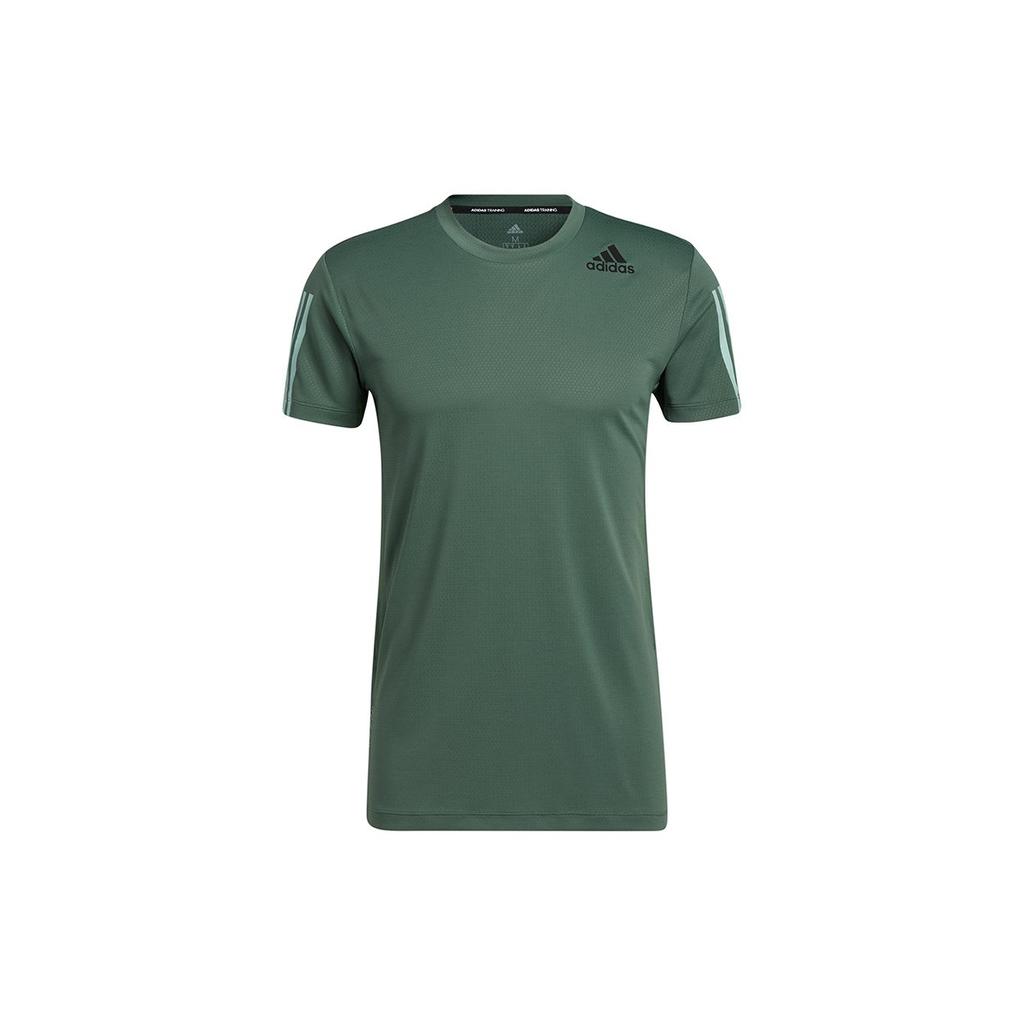 Adidas T Shirts Men's Green Crew Neck Moderate Straight Fit GP7658