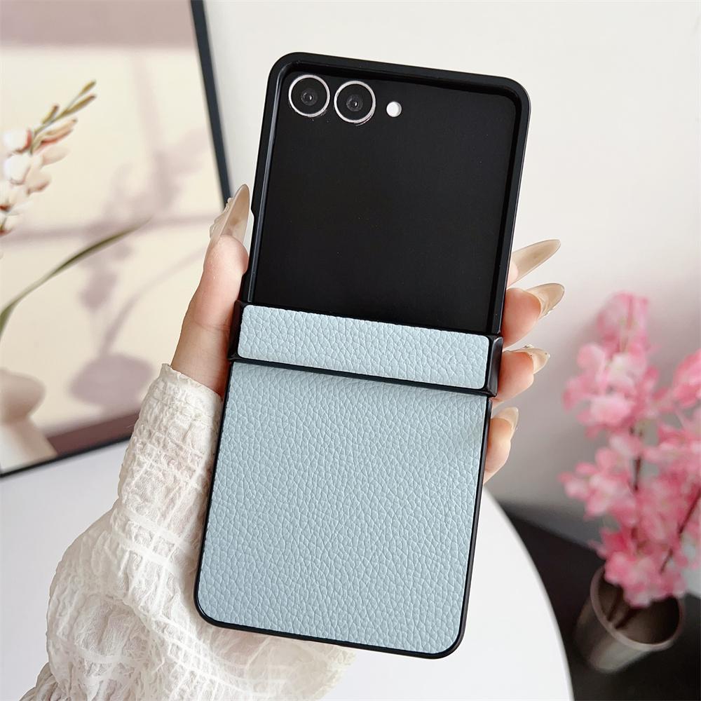Luxury Leather Hard Shell Hinge Protective Cover Phone Case for Samsung Galaxy Z Flip 7 6 5 4 3 Flip7 Flip6 Flip5 Flip4 Flip3 5G
