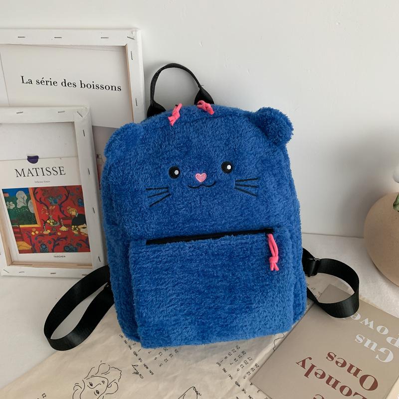 

Tote bag, junior high school, primary school students backpack, bear schoolbag, travel light campus versatile backpack, women s plush bag синій